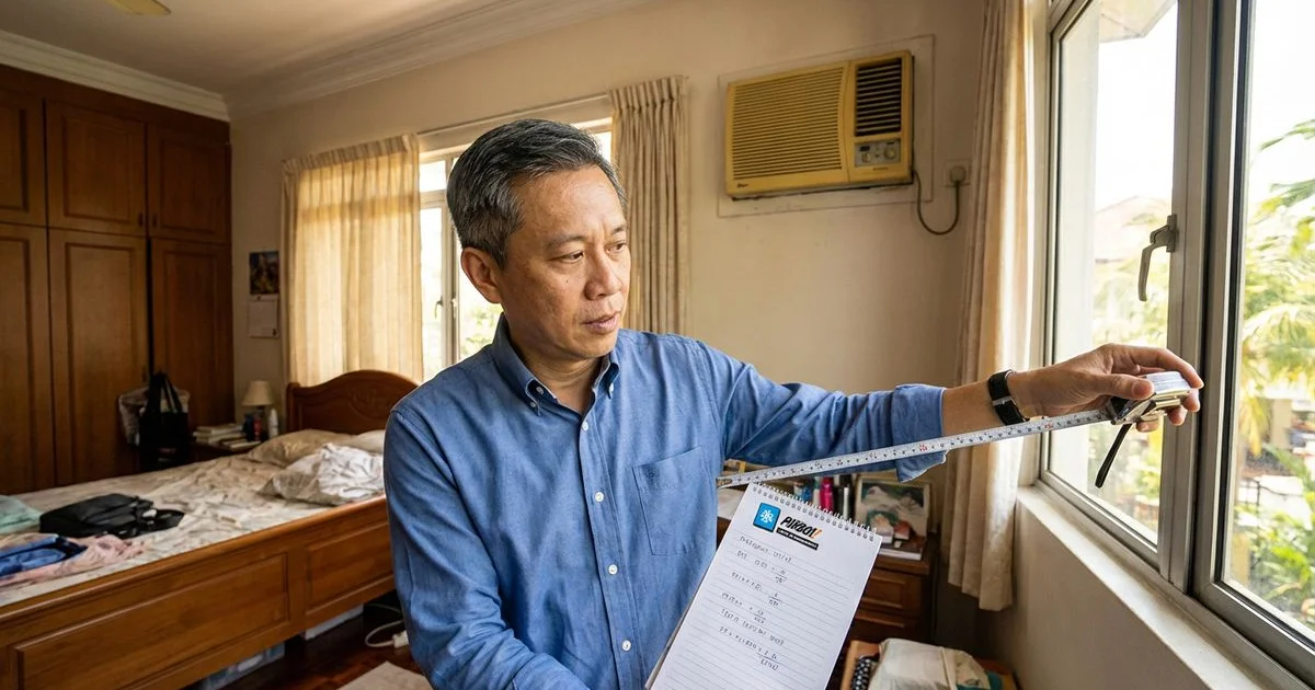 Room sizing guide showing correct aircond HP selection for different room sizes in Malaysia